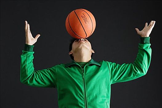 男青年,平衡性,篮球,鼻子
