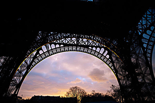 下面,埃菲尔铁塔,日落,巴黎,法国
