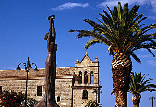 雕塑,正面,教堂,扎金索斯,爱奥尼亚群岛,希腊