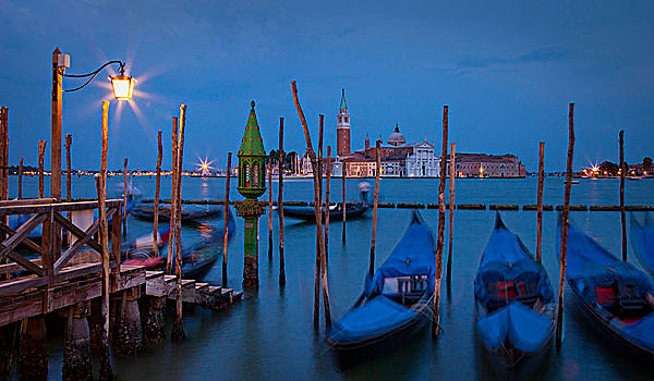 晚间,上方,小船,圣乔治奥,马焦雷湖,威尼斯,意大利