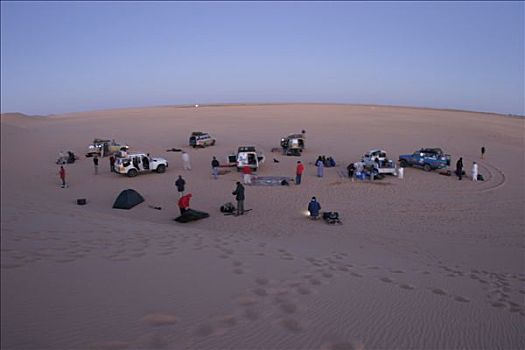 利比亚,露营,沙漠,四轮驱动,汽车