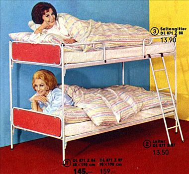 金属,框架,床,60年代