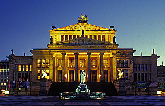 剧院,今日,音乐会,席勒,纪念建筑,御林广场,广场,地区,德国,欧洲