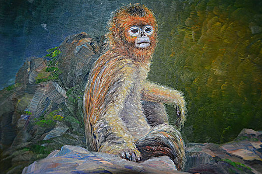 金丝猴油画