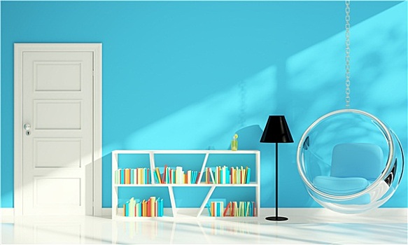 泡泡椅,蓝色,客厅,现代,室内设计