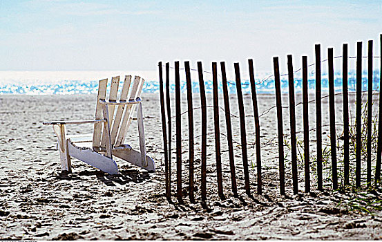 椅子,海滩,栅栏