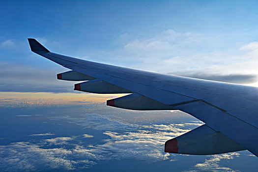 特写,机翼,空中客车,a380,飞行,俯视,印度尼西亚
