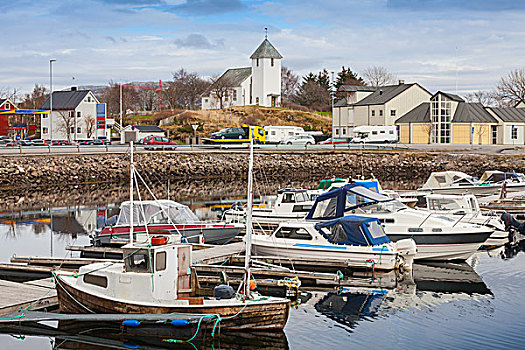 挪威,渔村,风景,小船,停泊,码头
