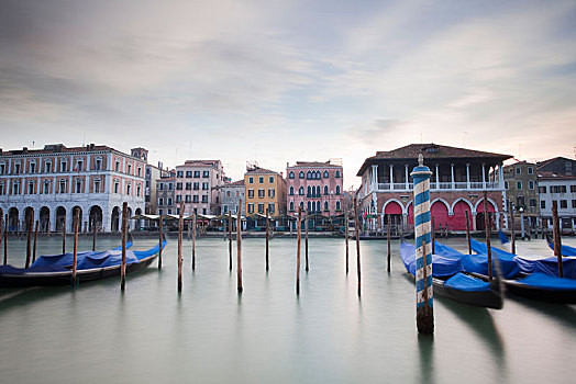 大运河,船,邸宅,黄昏,威尼斯,意大利,欧洲