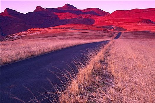 日出,红色,山峦,公园,南非