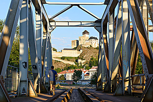 城堡,老,铁路桥,斯洛伐克