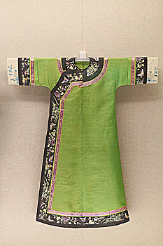 民族服装,清朝满族绿纱女旗袍,古代女旗袍