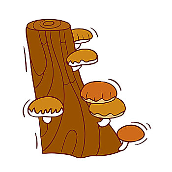 插画,蘑菇,圆木