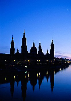 圣母,柱子,罗马天主教,教堂,城市,萨拉戈萨,阿拉贡,西班牙