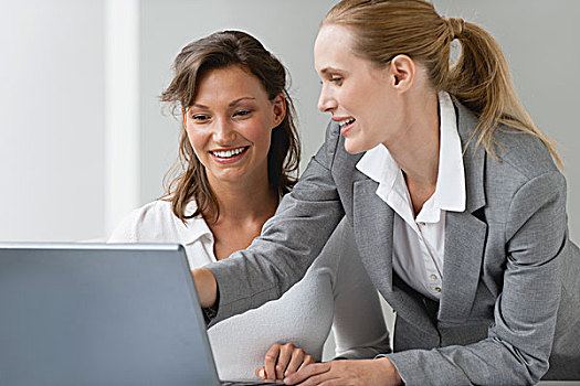 女性,同事,协作,笔记本电脑