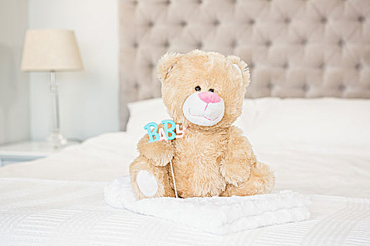 泰迪熊,婴儿,床