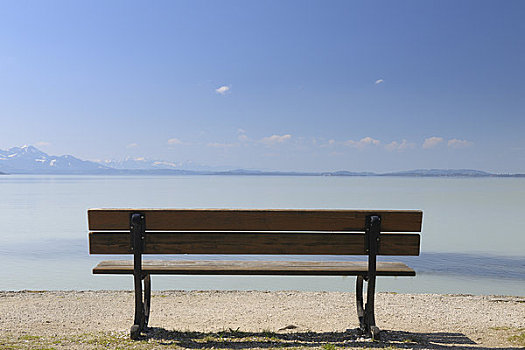 长椅,湖,基姆湖,巴伐利亚,德国