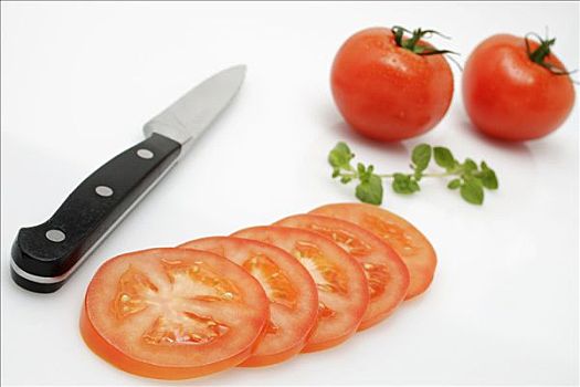 番茄片,西红柿,刀