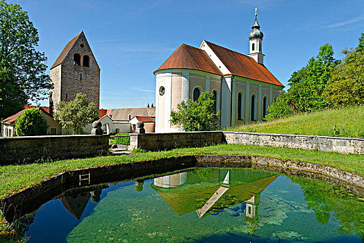 寺院,教区教堂,上巴伐利亚,巴伐利亚,德国,欧洲