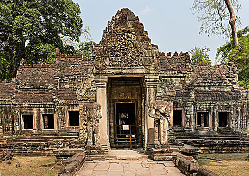 西部,楼塔,墙壁,庙宇,吴哥,收获,柬埔寨,亚洲