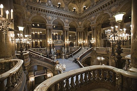 楼梯,歌剧院,国家,巴黎,加尼叶歌剧院,法兰西岛,法国