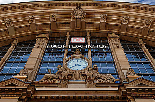 入口,火车站,19世纪,法兰克福,黑森州,德国,欧洲
