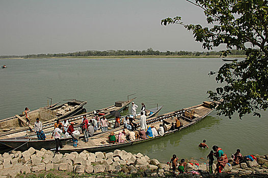 降落,堤岸,河,孟加拉,二月,2008年