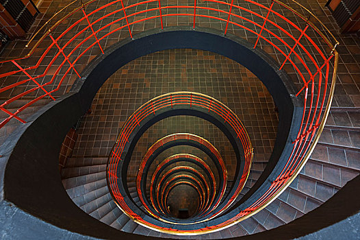 圆,楼梯,建筑,汉堡市,德国,欧洲