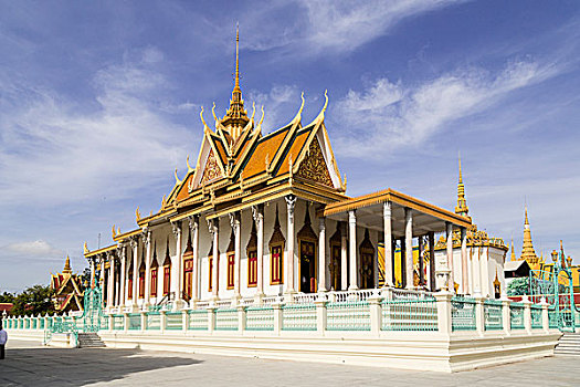 银,塔,皇宫,金边,柬埔寨,亚洲