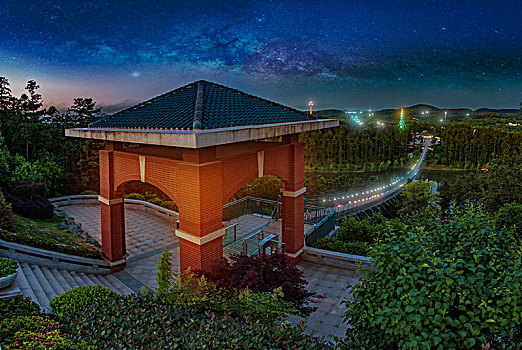 江苏省南京市银杏湖公园铁索桥建筑景观