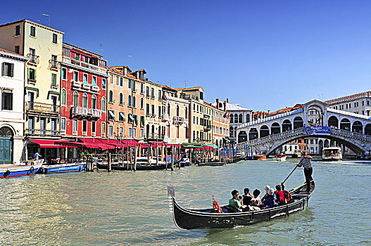 传统,小船,大运河,著名,雷雅托桥,威尼斯,意大利