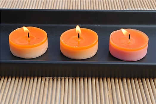橙色,蜡烛,黑色,盘子,竹子