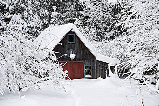 车库,积雪,冬天,魁北克,加拿大