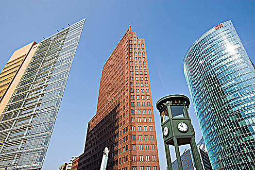 钟楼,现代建筑,波兹坦广场,柏林,德国