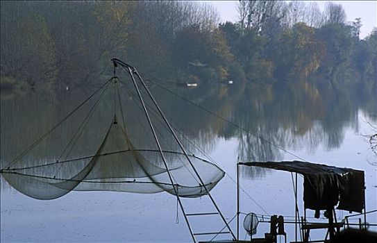 法国,阿基坦,渔网,加仑河,河