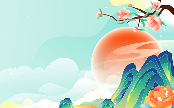 春分節(jié)氣燕子飛翔春天戶外風(fēng)景踏青國潮插畫