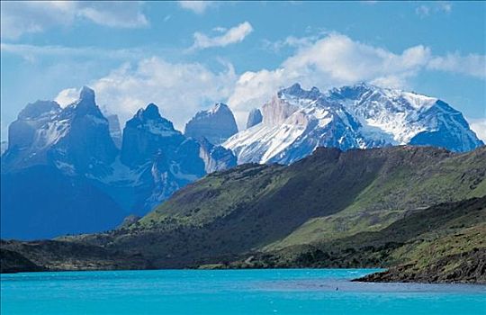 山脉,河,托雷德裴恩国家公园,巴塔哥尼亚,智利,南美