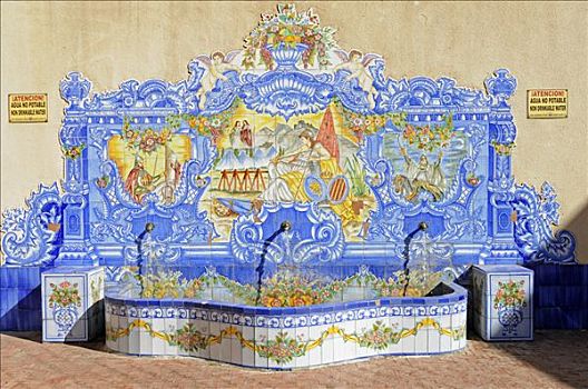 喷泉,装饰,砖瓦,阿利坎特,西班牙