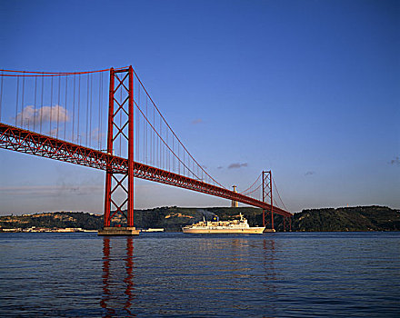 葡萄牙,里斯本,吊桥,游船