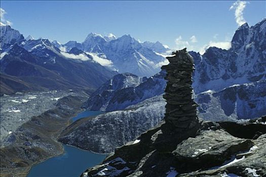 尼泊尔,靠近,珠穆朗玛峰,昆布,湖,冰河
