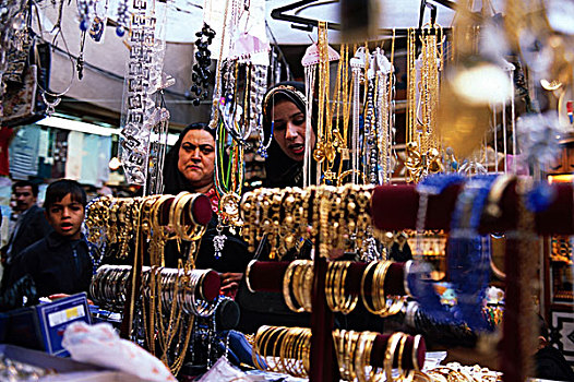 女人,买,金色,市场,巴格达,伊拉克,2003年,钥匙,文字,购物,集市,信息,一月,孩子,残留,一个,五个