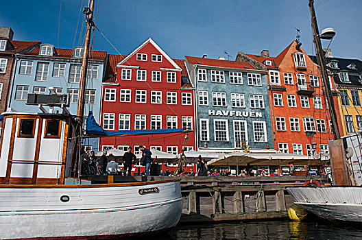 丹麦,哥本哈根,新港,历史,帆船,线条,港口