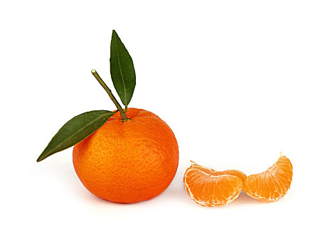 柑橘,三个,楔形,隔绝,白色背景