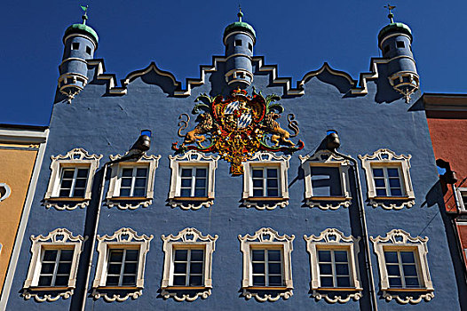 建筑,城市,16世纪,巴伐利亚,皇家,外套,手臂,布格豪森,上巴伐利亚,德国,欧洲