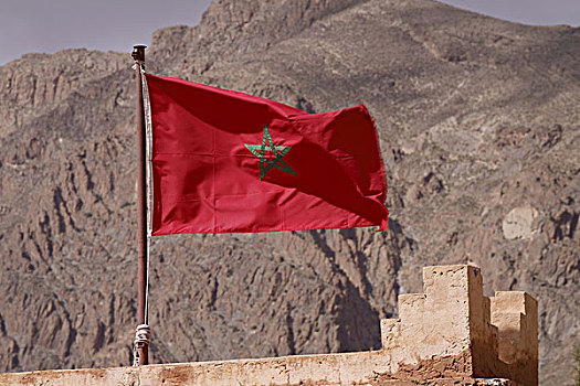 非洲,北非,摩洛哥,阿特拉斯山脉,旗帜
