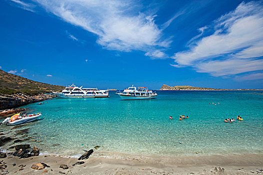 游艇,海滩,靠近,克里特岛,希腊,欧洲