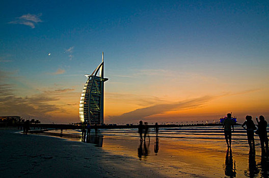 海滩,阿拉伯,日落,迪拜,阿联酋,中东