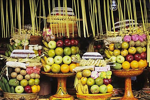 印度尼西亚,巴厘岛,彩色,食物,供品,准备好,传统,果蔬