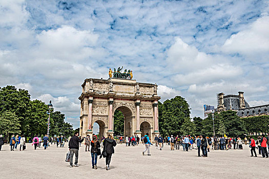 凯旋门,拱形,旋转木马,杜乐丽花园,巴黎,法国,欧洲