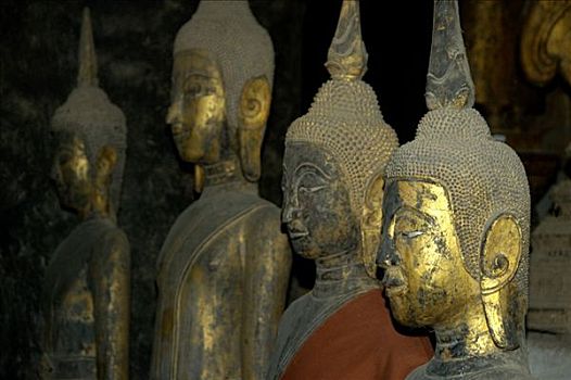 金色,佛像,木头,寺院,琅勃拉邦,老挝